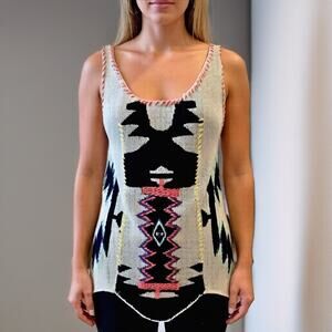 Nick and Mo Aztec Knit Sweater Sleeveless Top Boho